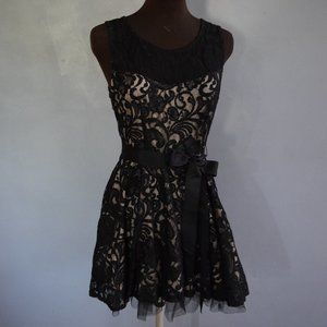 Sweet Black Sheer Lace Dress, M